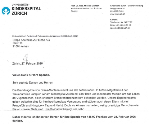 Spendeaktion Crans-Montana Brandopfer